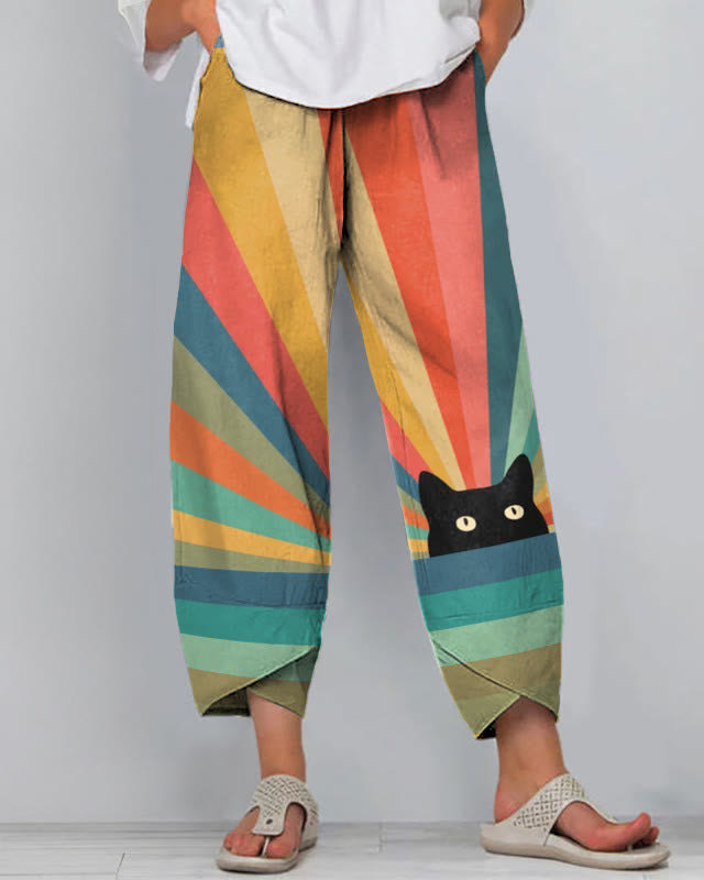 Kalhoty Artful Linen Zarusova s 3D vzorem