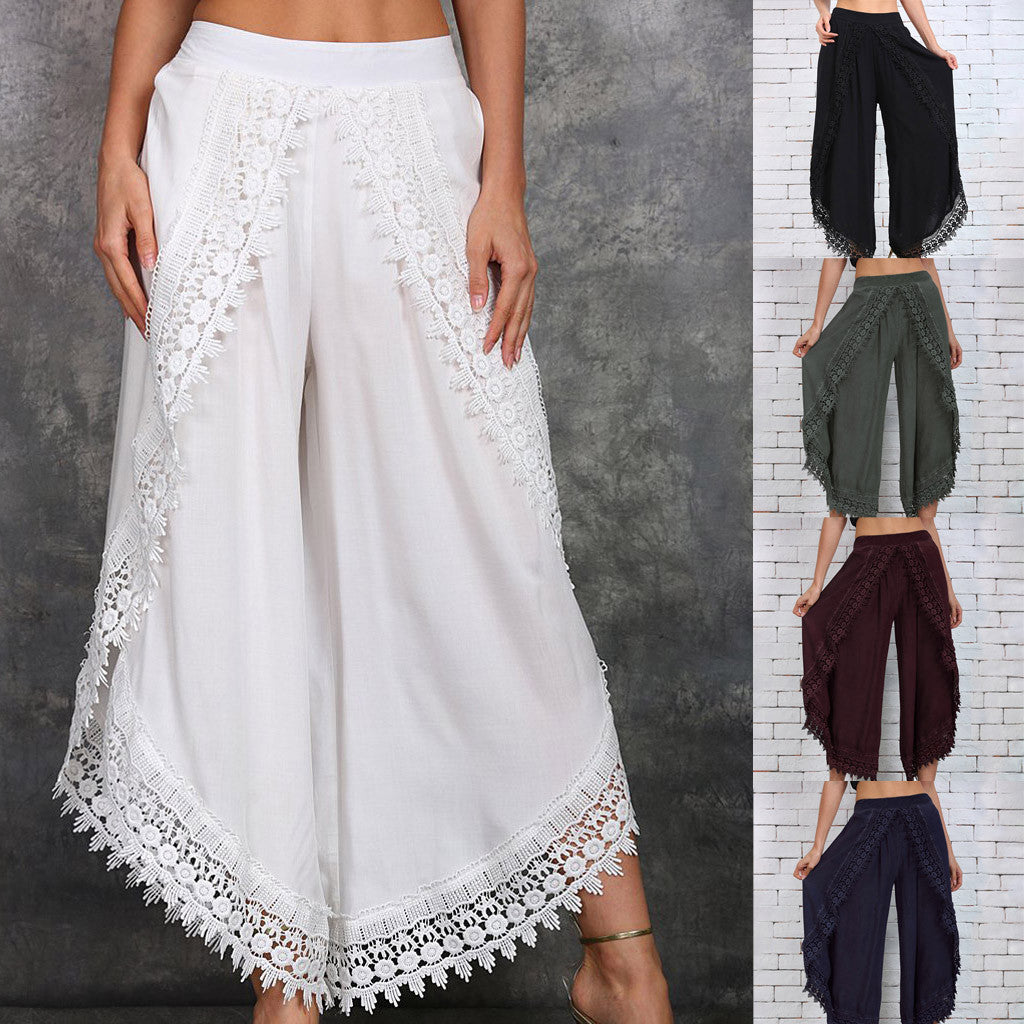 Elegant Wide-Leg Lace Pants by Zarusova