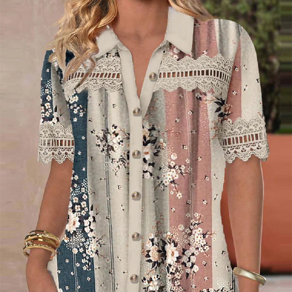 Chic Lace Digital Print Cardigan by Zarusova