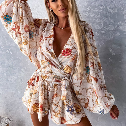 Boho elegantní sada overalu Zarusova s tropickými vzory