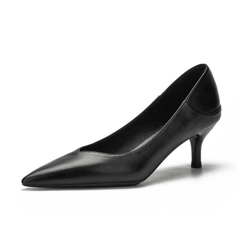 Elegantní černé ovčí kožené podpatky od Zarusova