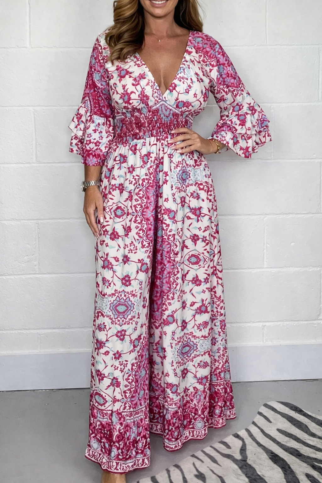 Overal Zarusova Plus Size s potiskem v boho stylu