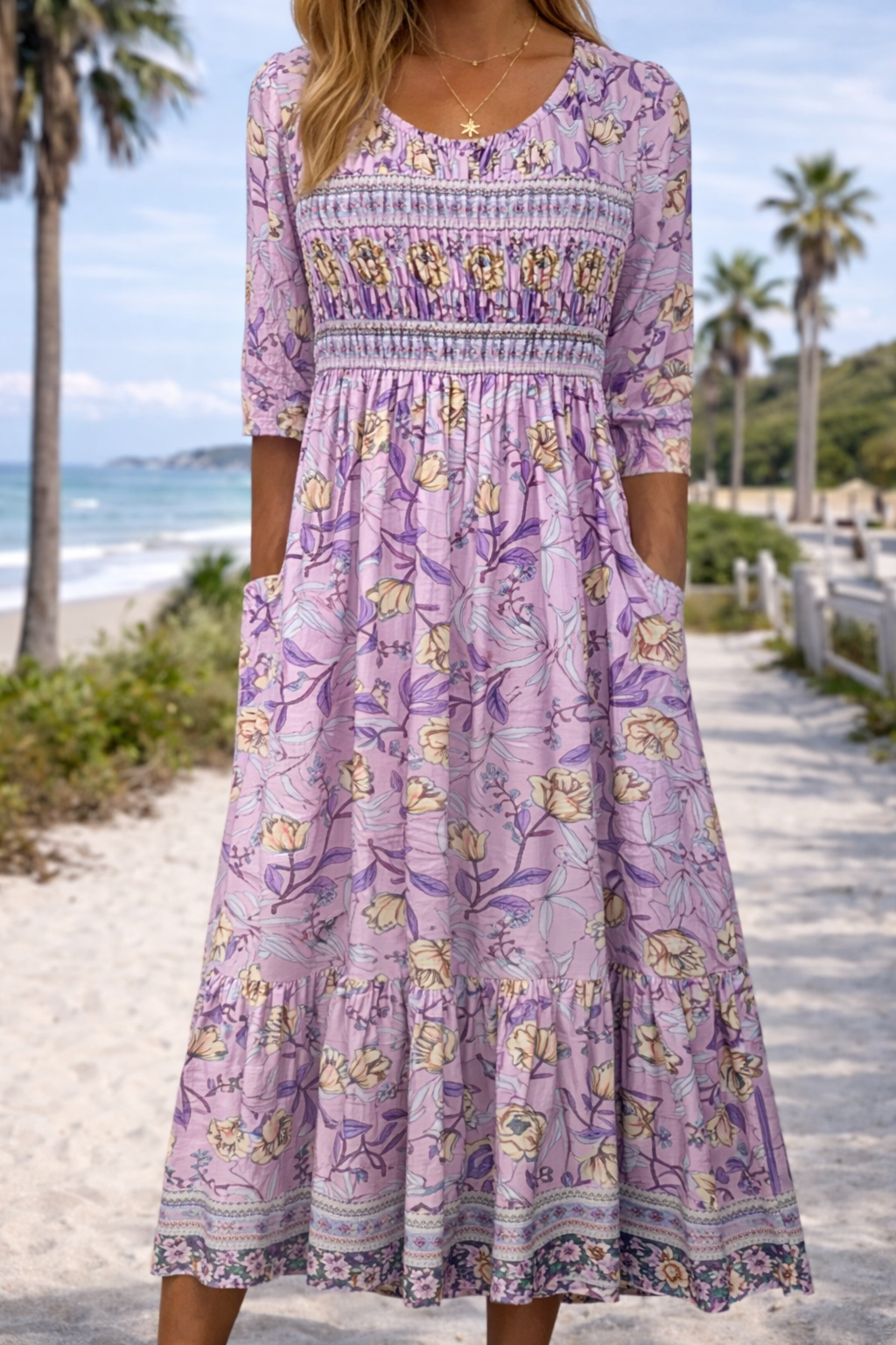 Letní midi šaty Zarusova s květinovým vzorem v boho stylu