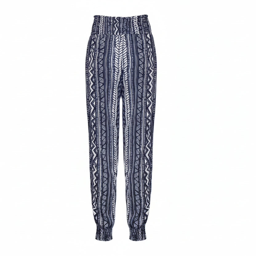 Kalhoty s vysokým pasem a potiskem v boho stylu od Zarusova
