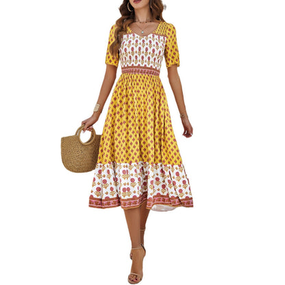 Letní midi šaty Zarusova s potiskem v boho stylu