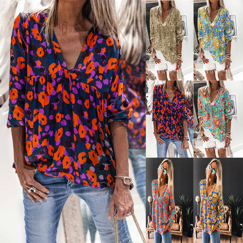 Vibrant Floral Zarusova Long Sleeve Blouse