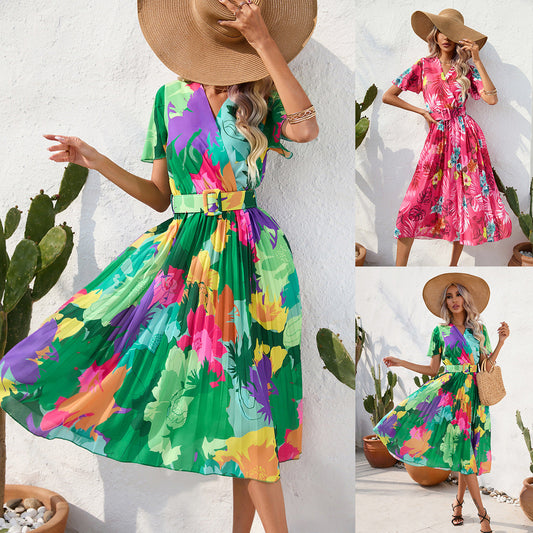 Vibrant Floral Zarusova Summer Midi Dress