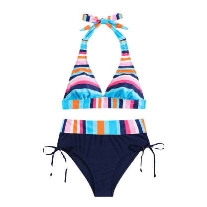 Pruhované bikiny s vysokým pasem od Zarusova