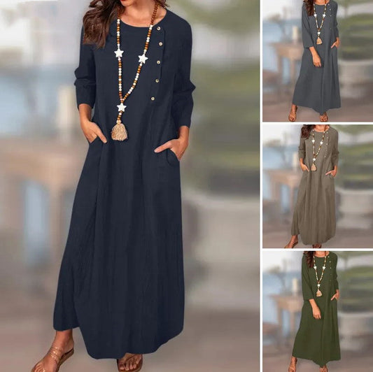 Vintage Linen Long Sleeve Dress by Zarusova