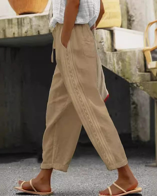 Elegant Cotton Linen Cropped Pants Zarusova