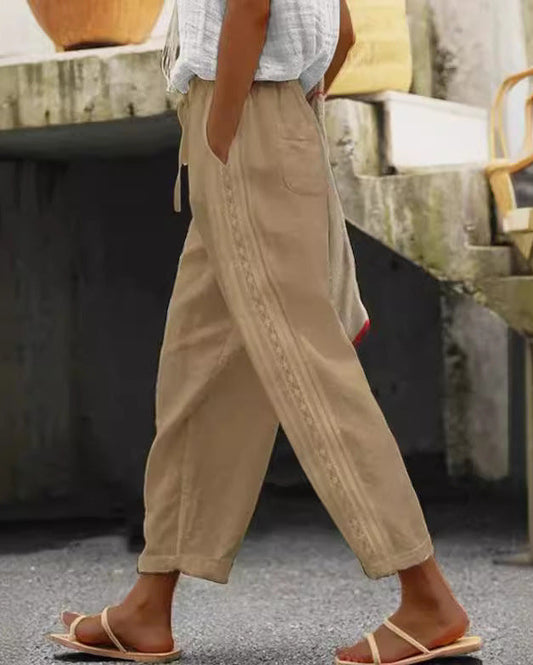 Elegant Cotton Linen Cropped Pants Zarusova