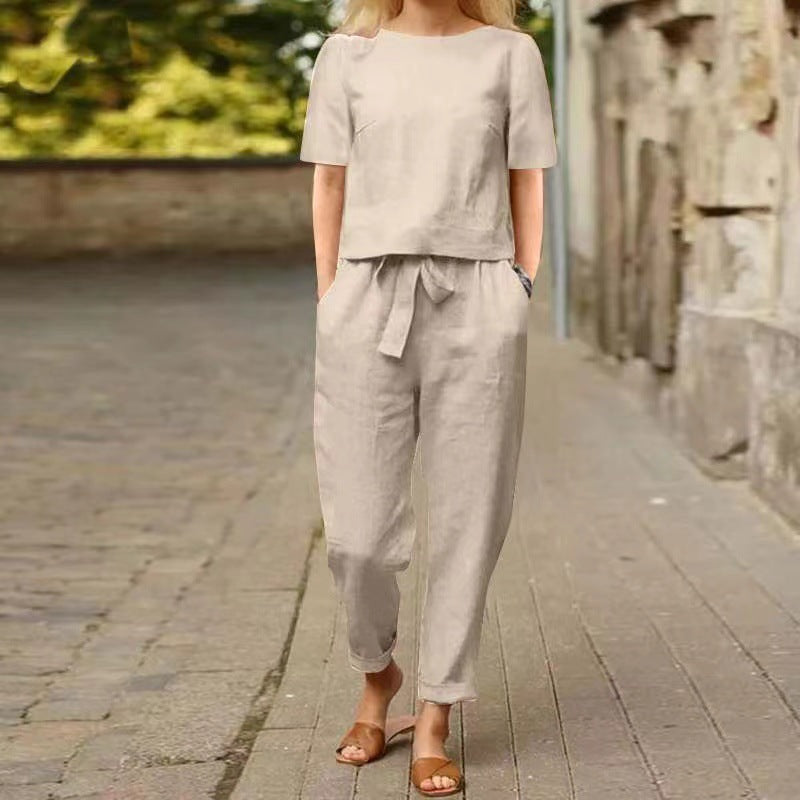 Vintage lněná souprava od Zarusova - letní capri outfit
