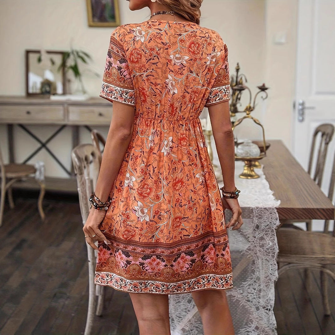 Letní áčkové šaty Zarusova s květinovým vzorem v boho stylu
