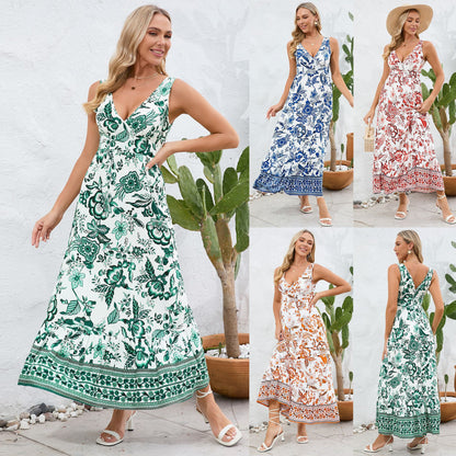 Floral V-Neck Maxi Dress by Zarusova