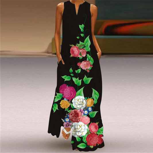 Floral Print Zarusova Sleeveless Maxi Dress