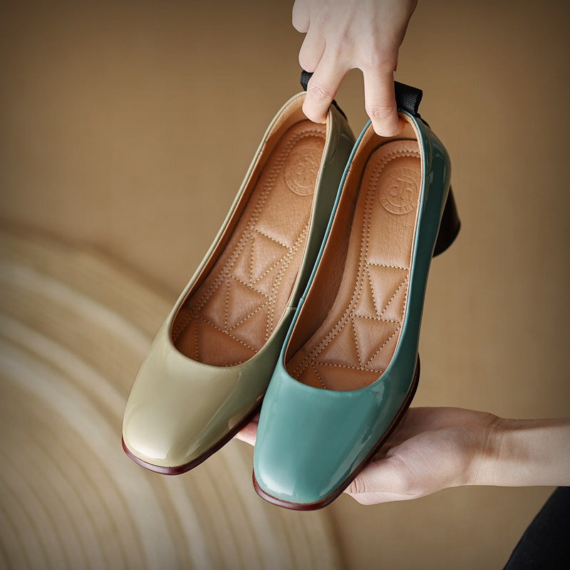 Elegant Leather Chunky Heels by Zarusova