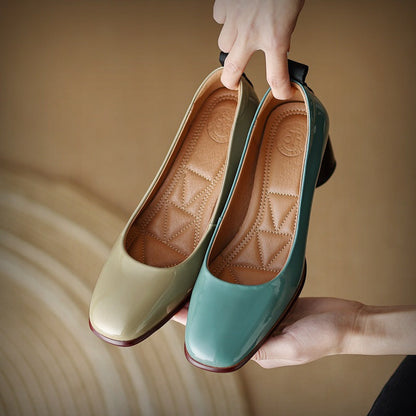 Elegant Leather Chunky Heels by Zarusova