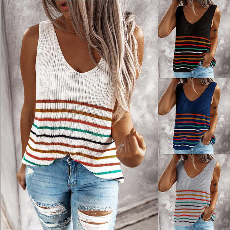 Multicolor Striped Knit Vest by Zarusova