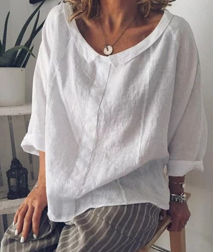 Elegantní lněná halenka s klopami od Zarusova