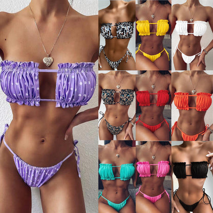 Multicolor Pleated Bikini by Zarusova