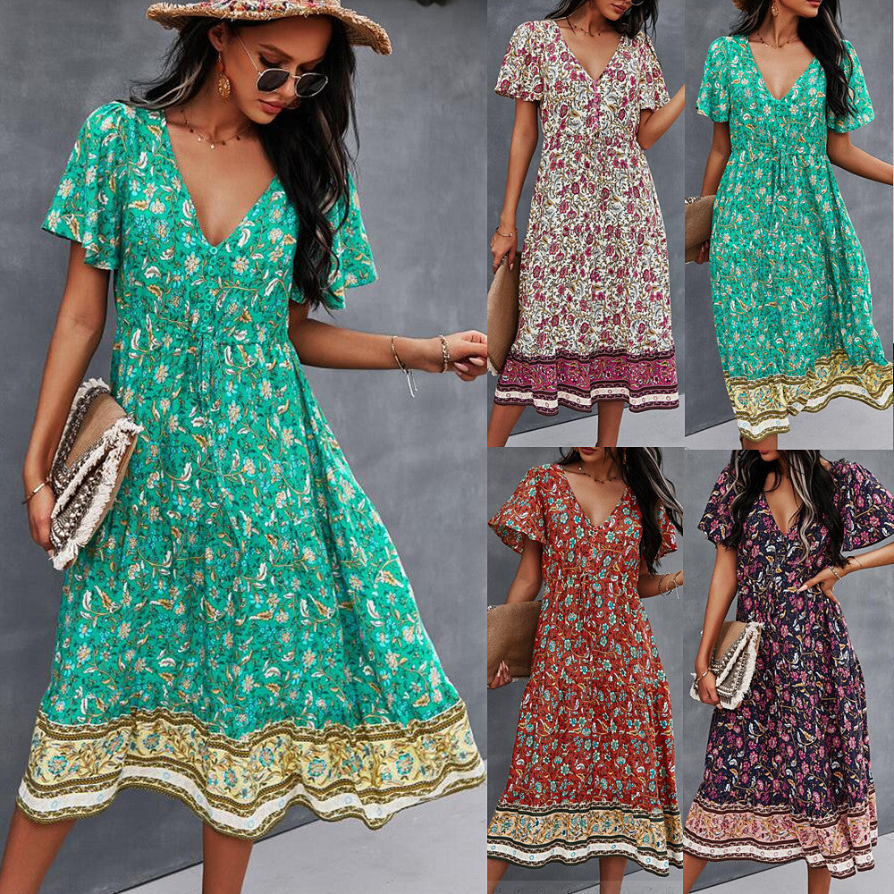 Vibrant Boho Floral Dress by Zarusova