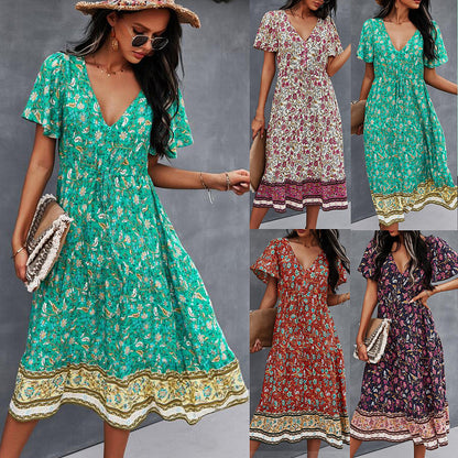 Vibrant Boho Floral Dress by Zarusova