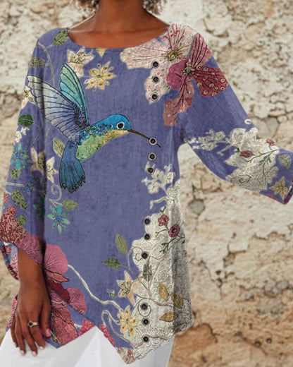 Floral Print Irregular Top by Zarusova