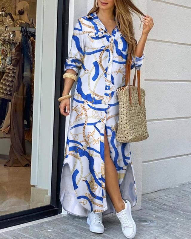 Chic Printed Long Shirt Dress Zarusova