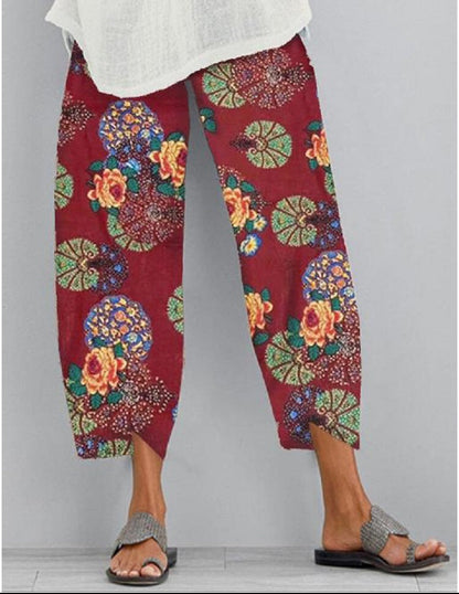 Kalhoty s elastickým pasem a potiskem v boho stylu od Zarusova