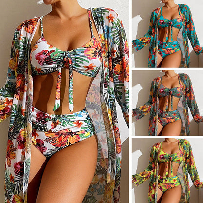Floral Split Bikini Set by Zarusova