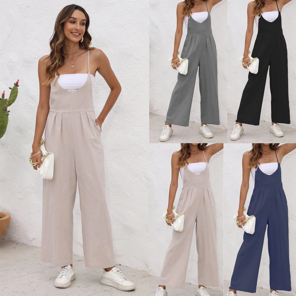 Chic Linen Blend Zarusova Casual Jumpsuit