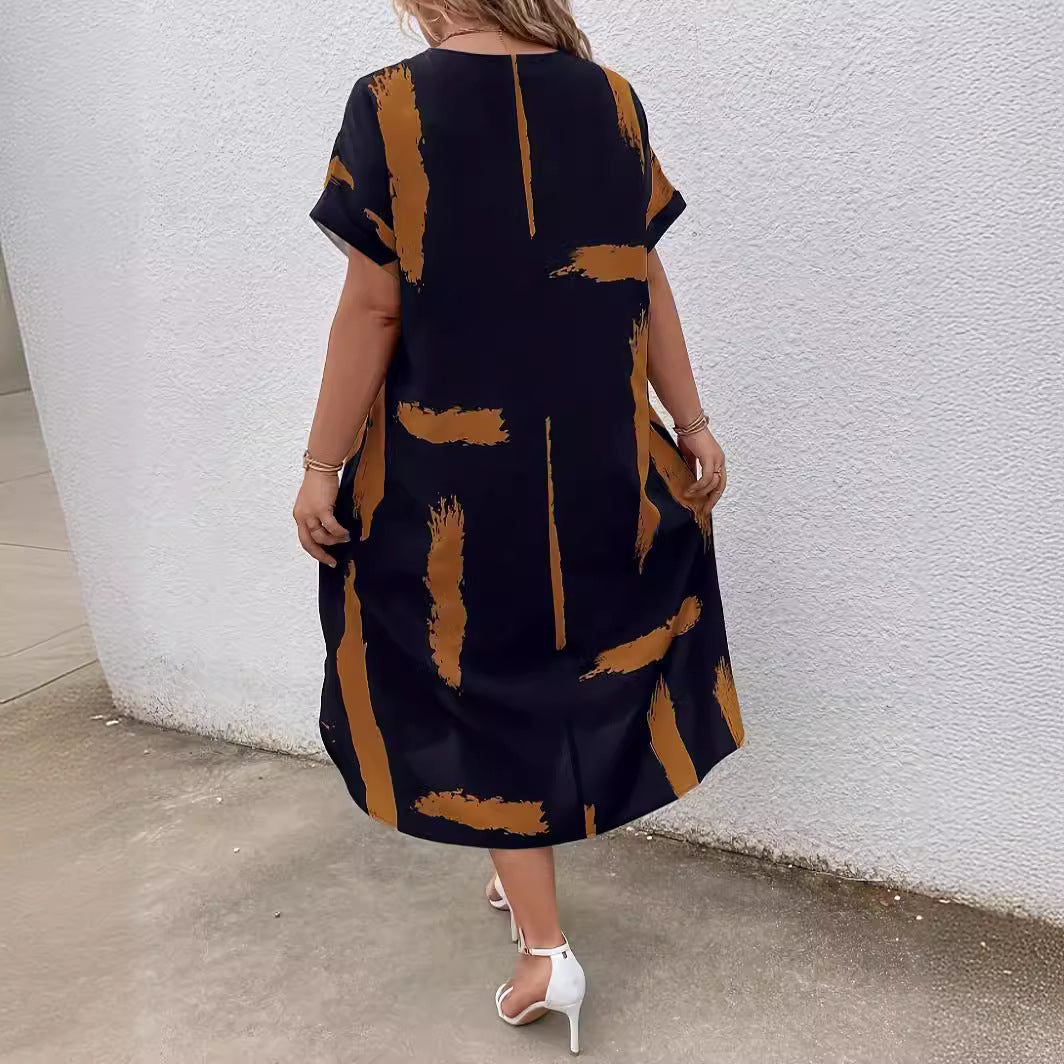 Maxi šaty Zarusova Dolman s moderním geometrickým vzorem