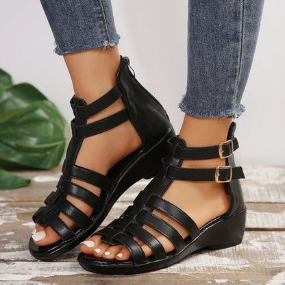 Chic Hollow-Out Wedge Sandals by Zarusova