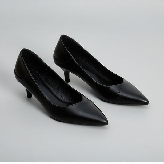Elegantní černé ovčí kožené podpatky od Zarusova