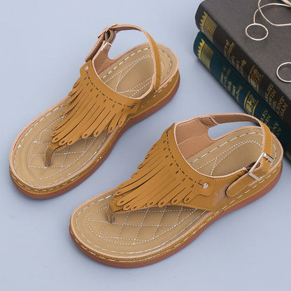 Boho třásňové sandály Zarusova na klínku