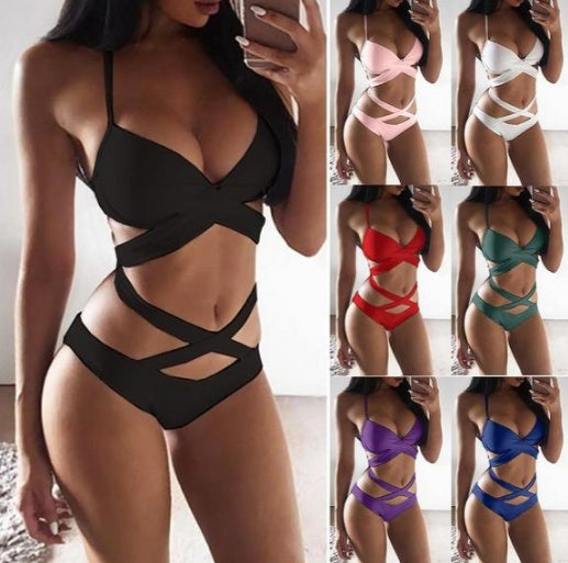 Elegantní barevně blokované bikiny Zarusova s ramínky