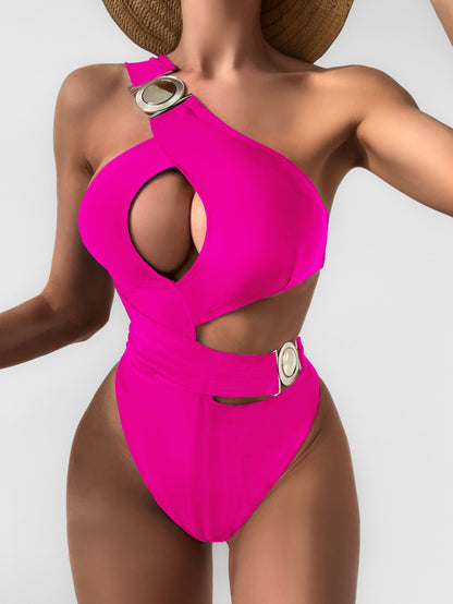 Elegantní jednoramenné bikiny s výřezem Zarusova