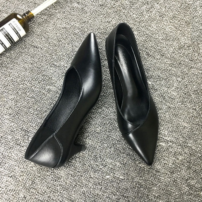 Elegantní černé ovčí kožené podpatky od Zarusova