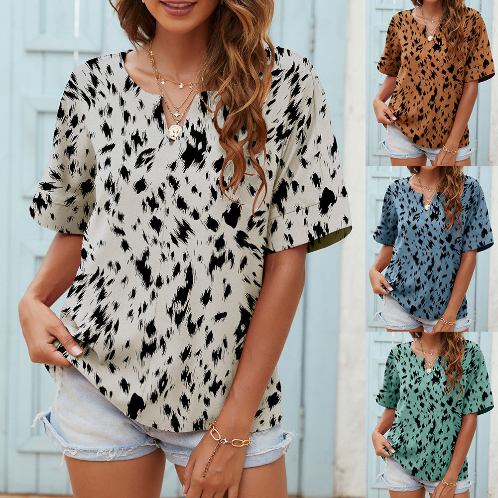Printed V-Neck Everyday Top by Zarusova