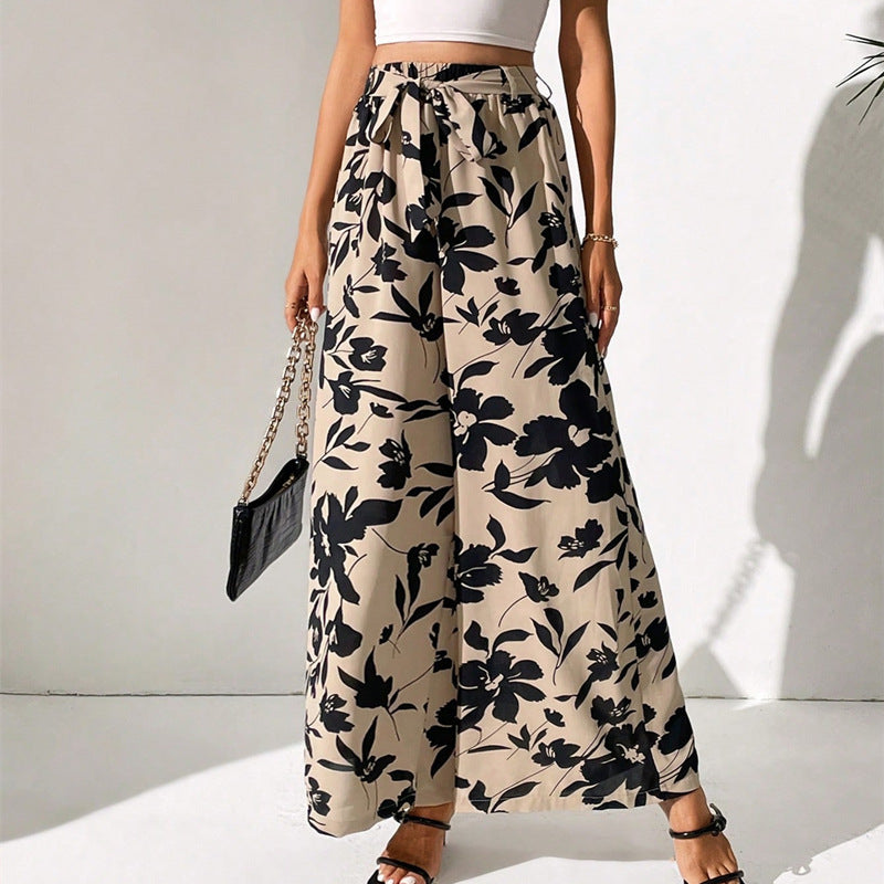 Floral High Waist Wide Leg Pants by Zarusova