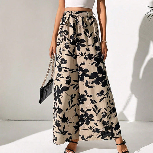 Floral High Waist Wide Leg Pants by Zarusova