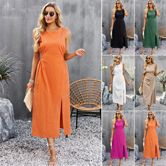 Elegantní letní midi šaty bez rukávů od Zarusova