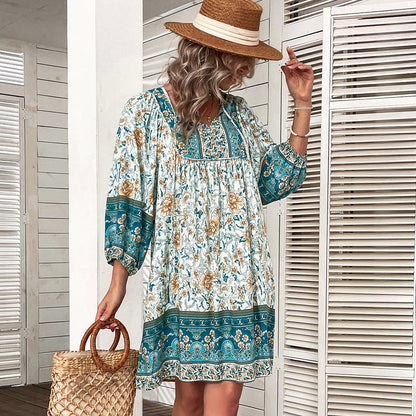 Letní šaty Zarusova s květinovým vzorem v boho stylu