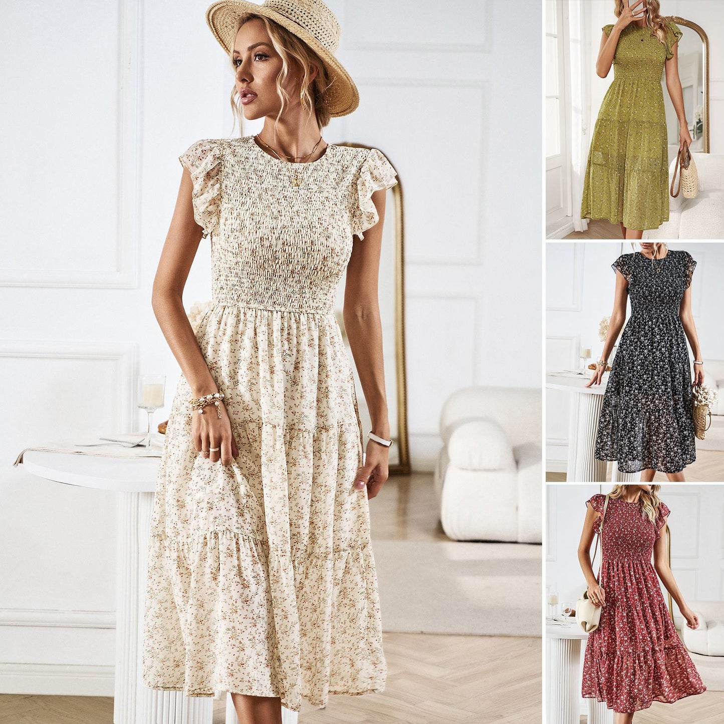 Elegant Floral Zarusova Summer Midi Dress