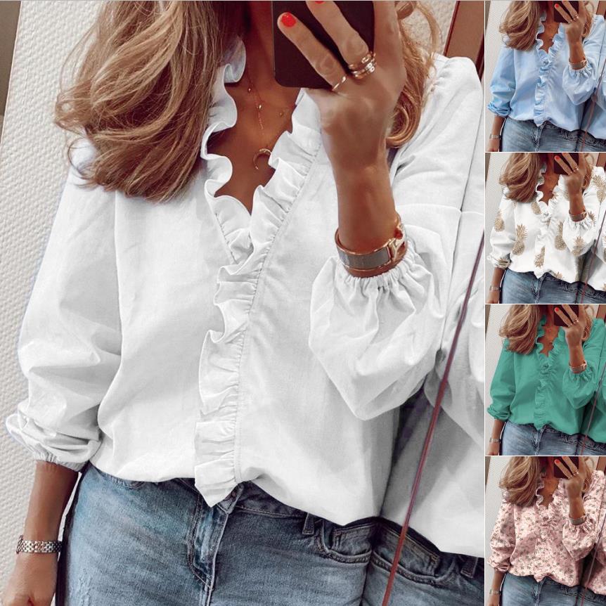 Chic Ruffled Long Sleeve Blouse by Zarusova