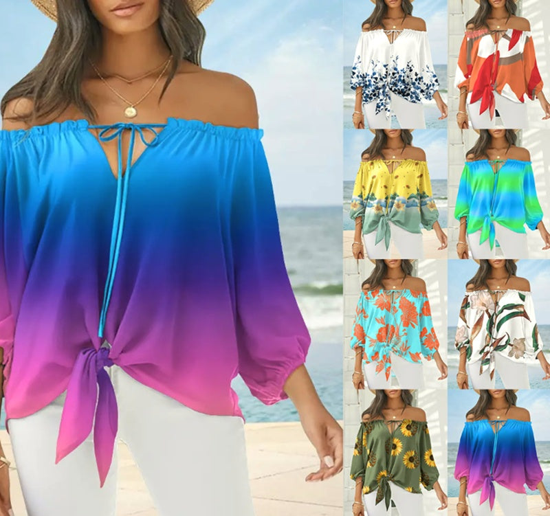 Chic Off Shoulder Printed Top Zarusova