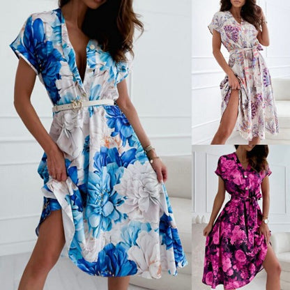 Vibrant Floral Zarusova V-Neck Summer Dress