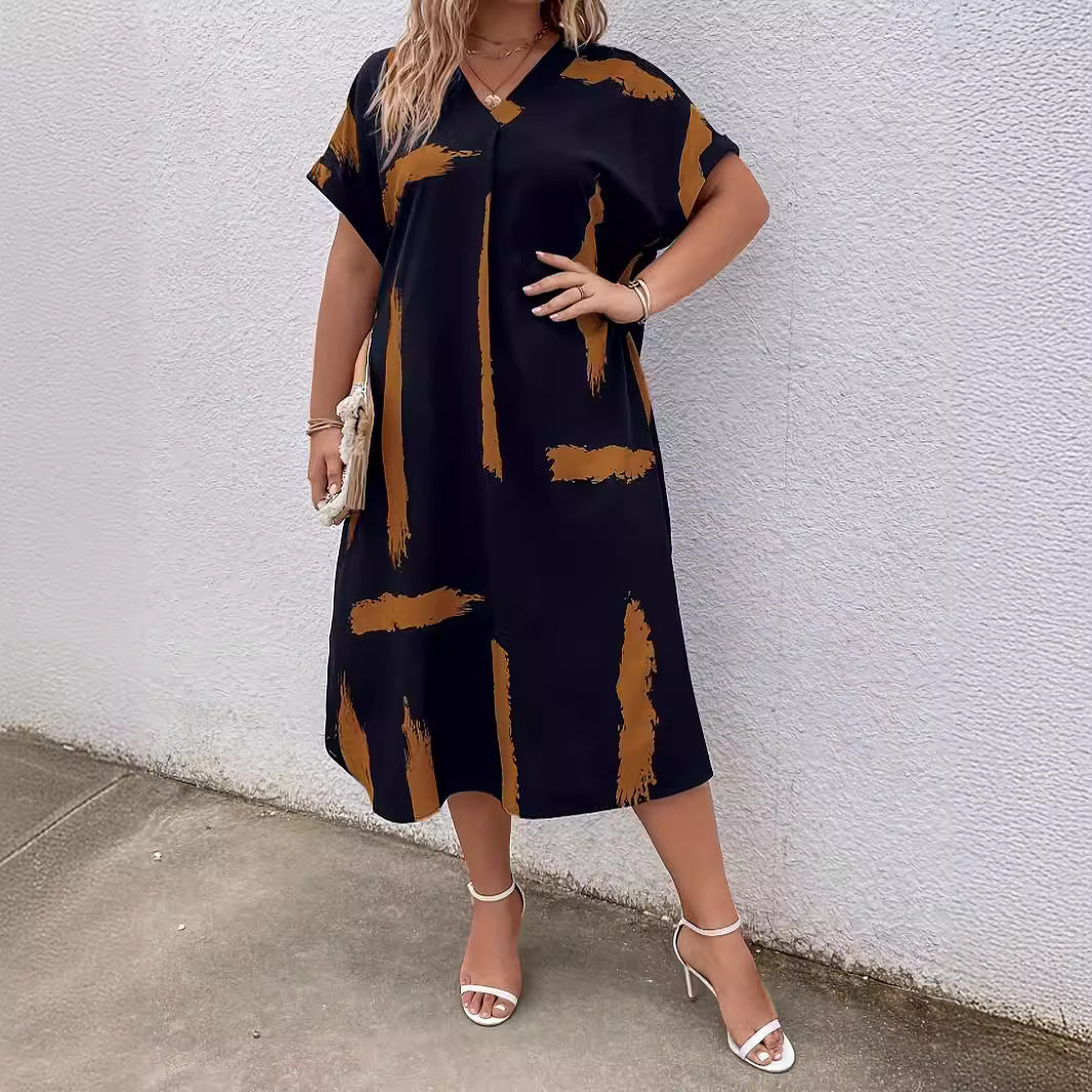 Maxi šaty Zarusova Dolman s moderním geometrickým vzorem