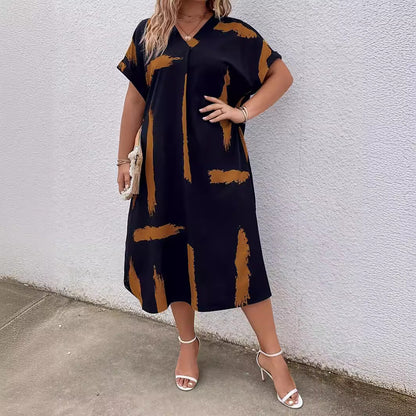 Maxi šaty Zarusova Dolman s moderním geometrickým vzorem