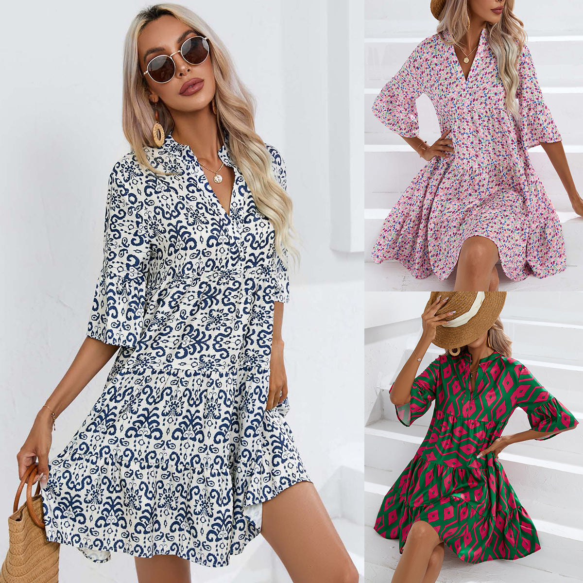 Boho V-Neck Summer Dress by Zarusova